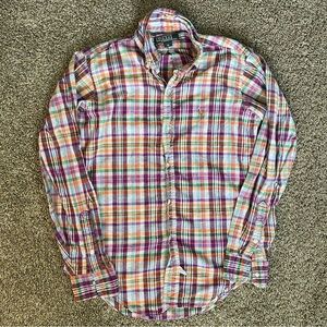 Vintage Polo Ralph Lauren Boy’s XL 16 Plaid Button Down Shirt Multicolor Cotton